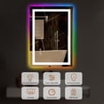 thumbnail image 2 of 24"x32" RGB LED Bathroom Mirror, Backlit and Front Light Vanity Mirror, Dimmable, Anti-Fog, Memory Function, 3 Colors Lighted Wall Mounted Mirror for Bathroom, 2 of 6