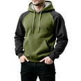 thumbnail image 4 of Dwelliawo Green Hoodie Men Colorblock Long Sleeve Crewneck Sweatshirts Heavyweight Pullover Hoodies Essentials Fashion Fleece Hoodie with Drawstring XL, 4 of 5