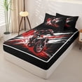 thumbnail image 2 of Castle Fairy Graffiti Dirt Bike Zipper Twin Comforter Sets with Fitted Sheet and 2 Pillowcases,Red Splash Design Zipper Bedding Set for Bedroom,Red Black,4-Piece,Black Reversible, 2 of 6