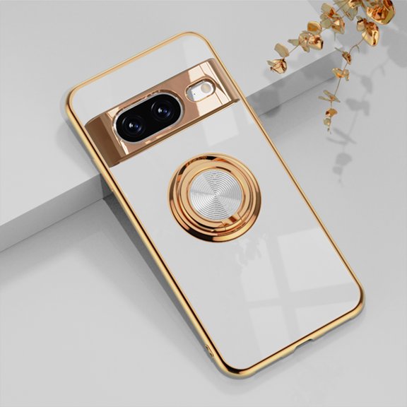 Allytechgroup for Google Pixel 9 / 9 Pro Case, Ring Holder Kickstand Magnetic Back Cover Support Car Mount Bumper Shockproof Anti-Scratch Phone Case for Google Pixel 9 / 9 Pro, White