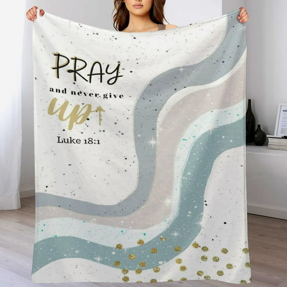 Bible Verses Luke 18 1 (2) Throw Blanket Inspirational Prayers Quotes Flannel Blanket Soft Sofa Decor Blanket Gifts for Women Men 30"x40"