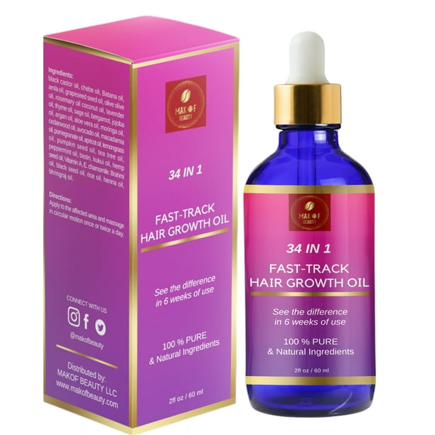 Mezcla para el crecimiento del cabello Aceite capilar Fast Track (34 en 1) para un crecimiento rápido La crema hidratante restaura el cuero cabelludo con una mezcla de aceites exóticos y extractos bot