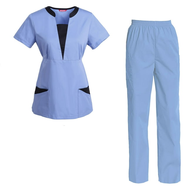 Women's Scrubs Set Scrub Top and Pants Scrubs Set