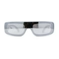 thumbnail image 4 of Retro Shield Narrow Rectangle Flat Top Plastic Sunglasses Silver Mirror, 4 of 4