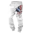 thumbnail image 2 of Men's Spring and Fall Sports Fitness Solid Color Trousers, Loose Running Casual Large Size Flag Print Sweatpants Cotton for Athletic Wear,White,M, 2 of 5