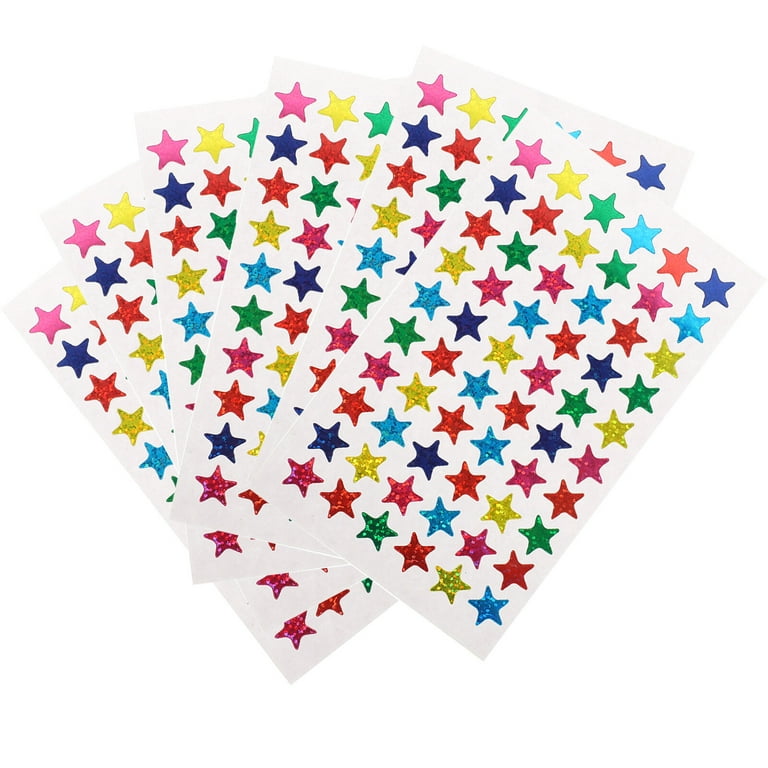 6 Sheets Holographic Star Stickers DIY Crafts Glitter Star Reward