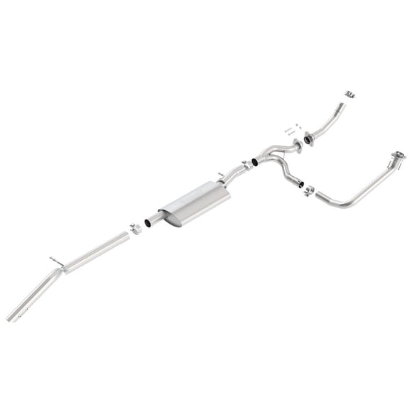 Borla Exhaust System Kit 140634 S-Type Cat Back System; T-304 Stainless Steel; 2 Inch Pipe Diameter To 2-1/2 Inch Pipe Diameter; Dual Exhaust With Single Exit; Single Left Rear Exit