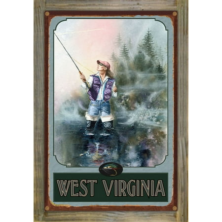 West Virginia Alaena Fishing Rustic Metal Print on Reclaimed Barn Wood by Dave Bartholet (12