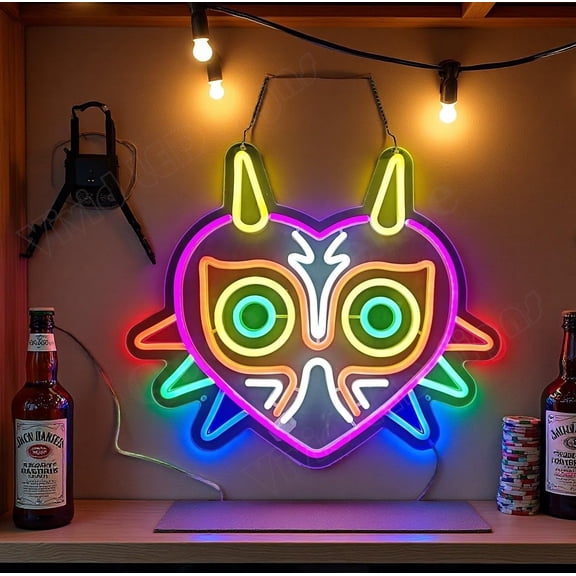 Queen Sense 16"x14" Majora's Mask LED Neon Sign for Wall Decor Dimmable USB Powered LED Light W116MM-5VLED