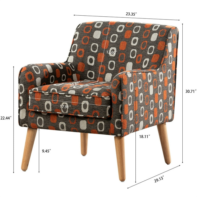 Upholstered Lounge Chair Floral Print Fabric Accent Chair with