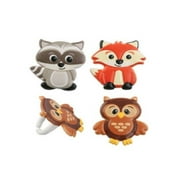 WOODLAND Animal FOX Raccoon OWL Baby Shower Birthday Party Cupcake Topper RINGS