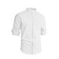 thumbnail image 5 of GrmtClth Linen Shirts for Men 2026 Summer Long Sleeve Top Comfortable Button Down Tee Trend Solid Blouses with Pocket White XL, 5 of 5