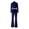 thumbnail image 5 of Unir Casual Velvet 2 Piece Tracksuit For Women, Long Sleeve Zip Crop Top & Elastic Drawstring Flared Pants Soft Plush Loungewear Outfit S-XXXL Plus Size Friendly True To Size, 5 of 6