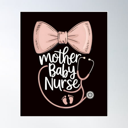 Coquette Pink Bow Mother Baby Nurse Tech Neonatal Icu Poster Wall Art, Modern Wall Decor, 8x12 UNFRAMED