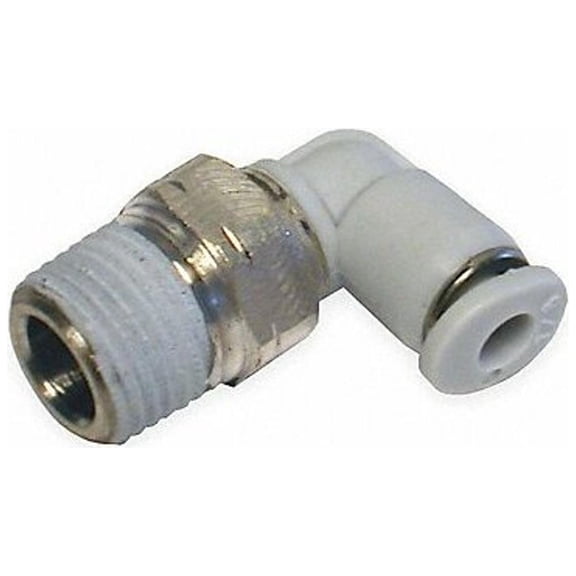 Norgren Swivel Elbow, 5/32 in Tube Size, Polybutylene, White, 10 PK M02470405