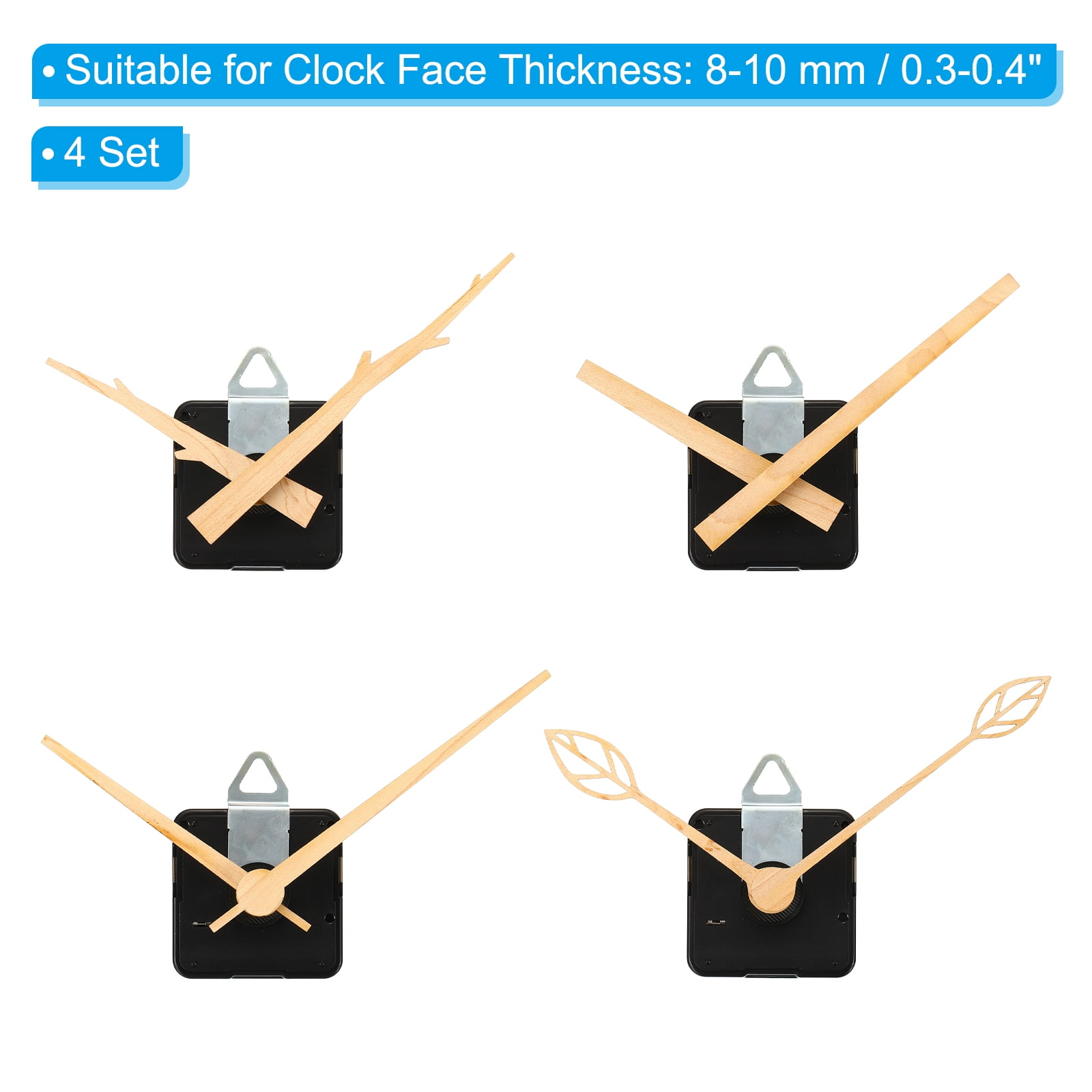 Clock Mechanism Replacement, 4 Pcs Quartz Clock Mechanism Battery Operated DIY Wood Wall Clock Mute, Wooden