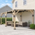 thumbnail image 6 of Outsunny 10' x 20' Wooden Gazebo, Hardtop Lean-to Gazebo Pergola with Galvanized Steel Sloped Roof, Large Heavy Duty Awning, Light Walnut, 6 of 9