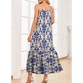 thumbnail image 4 of Vestido de verano para mujer Dokotoo, cuello en U, tirantes finos, azul, 4 of 5
