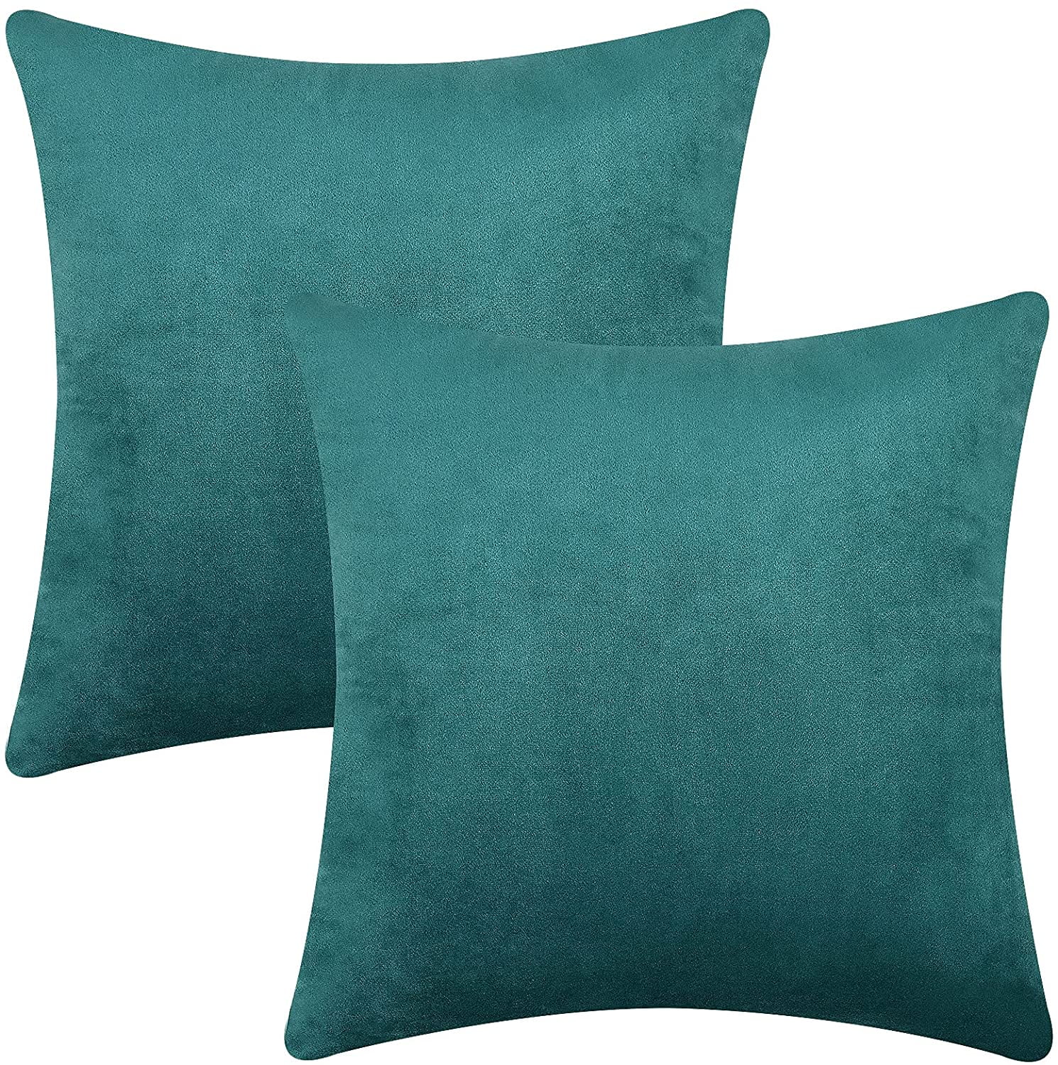 BLEUM CADE 2 Pack Teal Throw Pillow Covers，Solid Sofa Pillow Covers