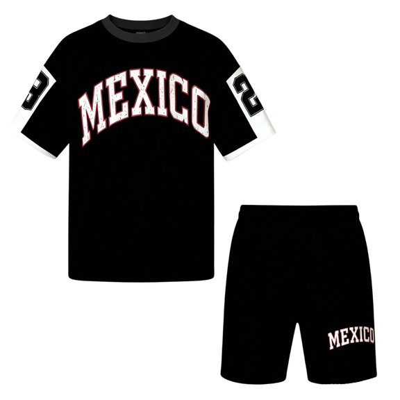 CUSTG Kids Sets Letter Print Short Sleeve Tops With Shorts Casual Summer Outfit For Toddler Kids Leisure Style Home School Casual Outfit