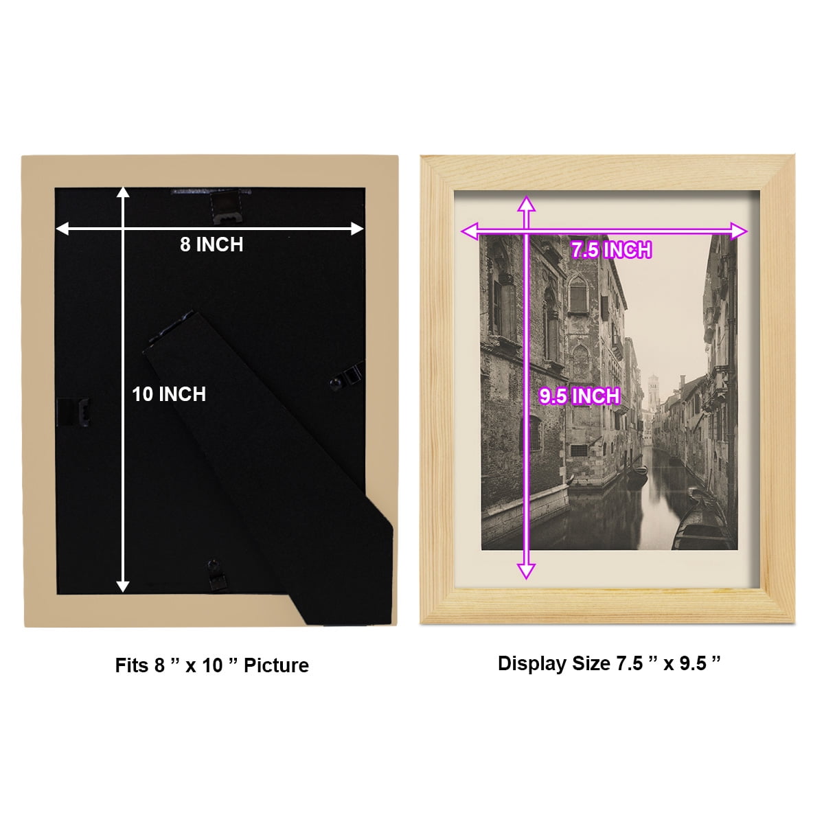 Vintage Views of Venice V - Framed Print w/glass - Natural Wood