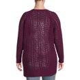 thumbnail image 3 of Terra & Sky Women's Plus Size Chenille Pointelle Cardigan Sweater, Lightweight, 3 of 6