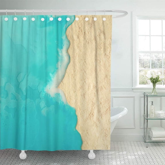 CYNLON Colorful Creative Minimal Beach Summer Vacation Blue Water Bathroom Decor Bath Shower Curtain 66x72 inch