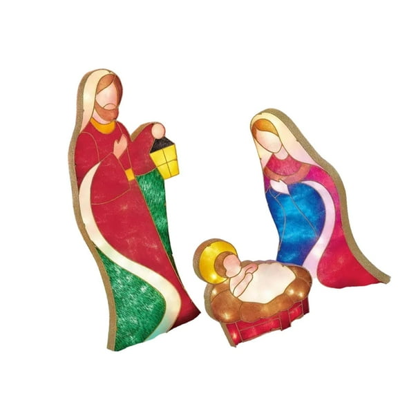 Almencla Christmas Nativity Scene Figurine Set Light up Decorative Tabletop Sculpture D