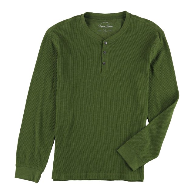 Camiseta henley texturizada American Heritage para hombre, verde, pequeña American Heritage henley