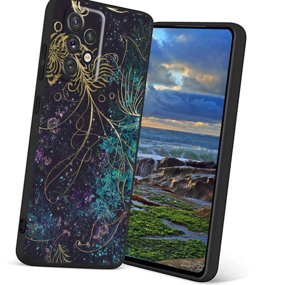 forest-floral-3 Phone Case, Degined for Samsung Galaxy A52 5G Case Men Women, Flexible Silicone Shockproof Case for Samsung Galaxy A52 5G