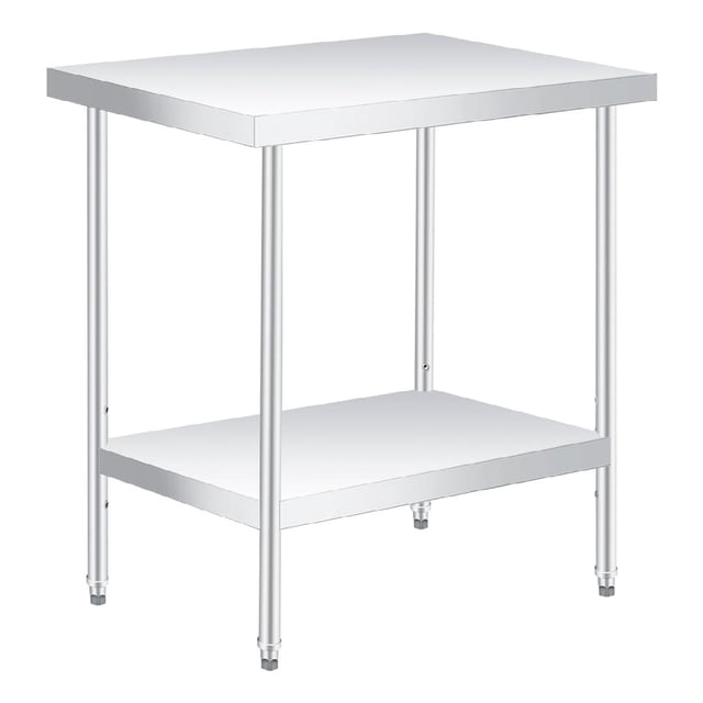 Bingirl Table de Préparation en Acier Inoxydable Commercial Robuste 30 x 24 Pouces avec Tablette Inférieure Réglable pour Usage Extérieur dans les Restaurants, Hôtels et Lieux de Travail