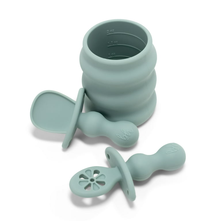 NobleTots Silicone Feeding Set - Baby LED Weaning Supplies, Olive Green