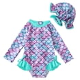 thumbnail image 3 of LRen Baby Girl Swimsuit One-Piece Long Sleeve Rash Guard Swimzip Toddler Bathing Suit Swimwear UPF 50+ Sun Protection for 12-18 Months, 3 of 6