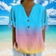 thumbnail image 4 of Vestidos Casuales Para Mujer, Blusas De Mujer De Moda Camiseta holgada de manga corta con cuello en V, botones y estampado sin posicionamiento para mujer, estilo informal y de moda, 4 of 7