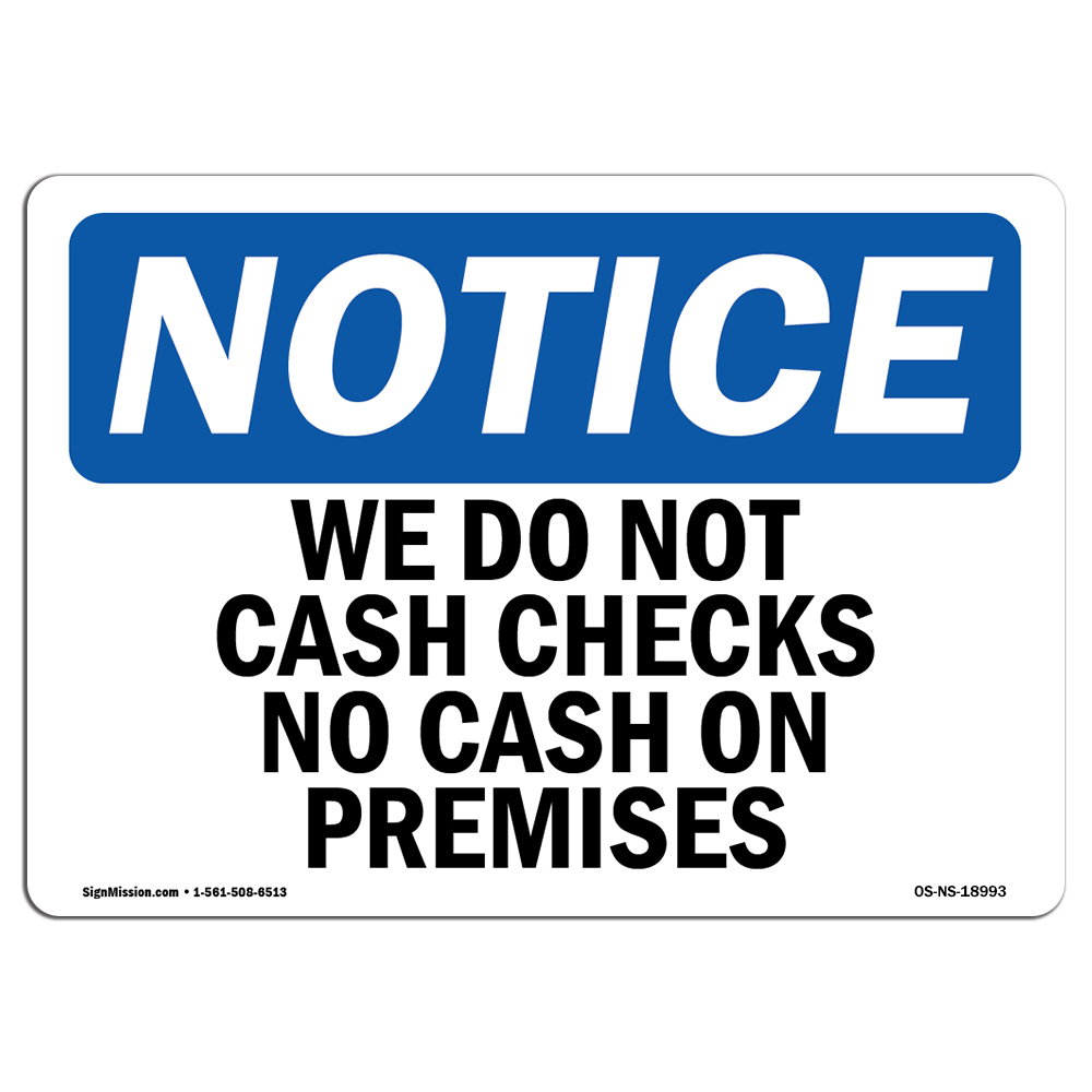 Store notice. Not.Cash. Cash check.