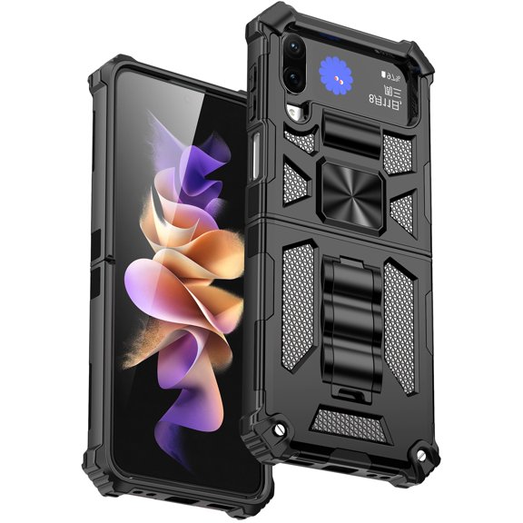For Samsung Galaxy Z Flip4 5G Armor Shockproof TPU PC Magnetic Protective Phone Case with Holder