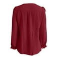 thumbnail image 4 of UJNDER Women's Dressy Casual Long Sleeve Shirts V Neck Chiffon Blouses for Fall Outfits and Everyday Wear RD2 Red, 4 of 5