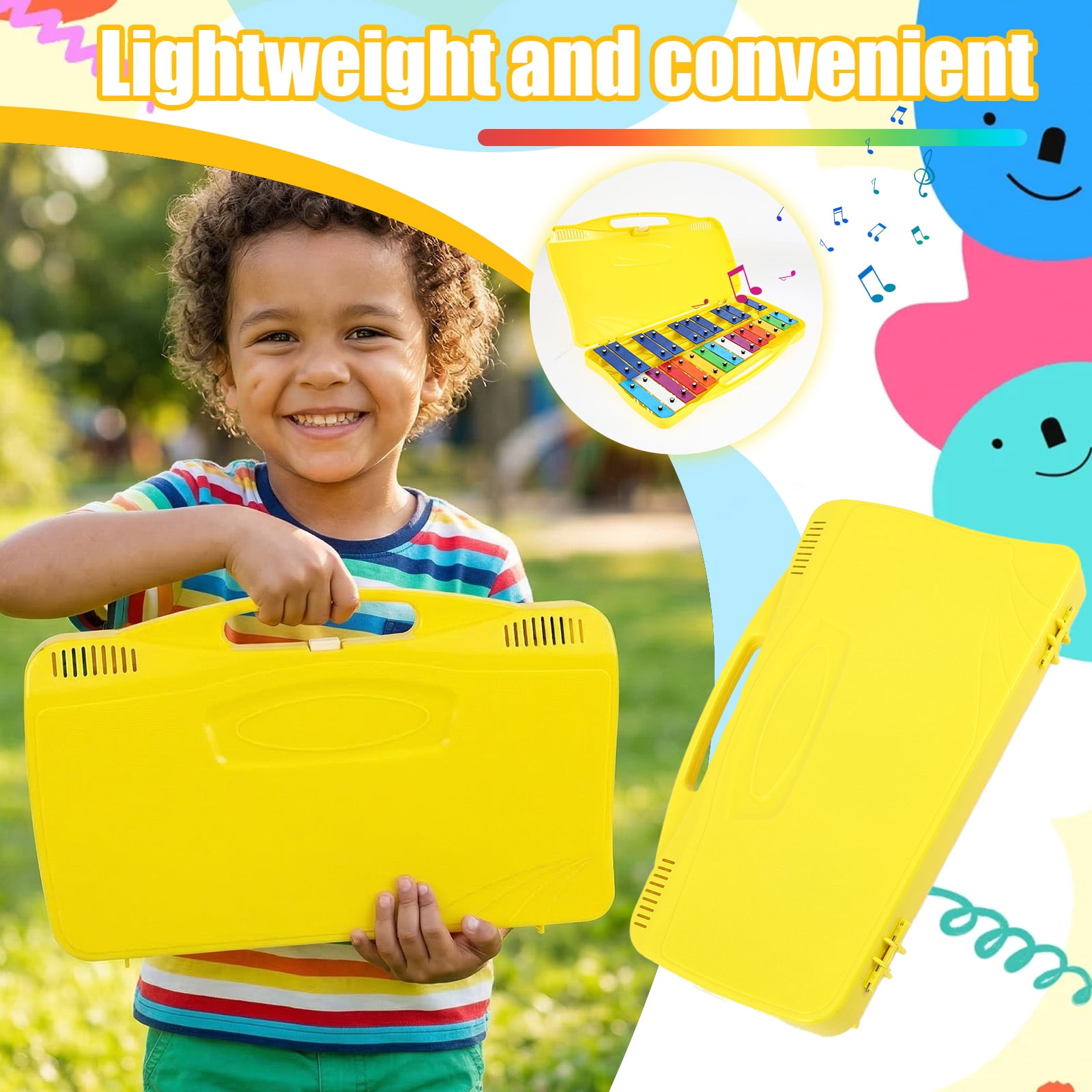Grusce 25 Tone Xylophone Glockenspiel Colorful Wooden Xylophone with 2 Mallet Music Instrument for Beginner and Music Education