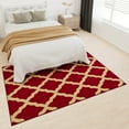 thumbnail image 4 of Ottomanson Trellis Area Rug 5' x 6'6" - Non Slip Low Pile Carpet, Red, 4 of 8