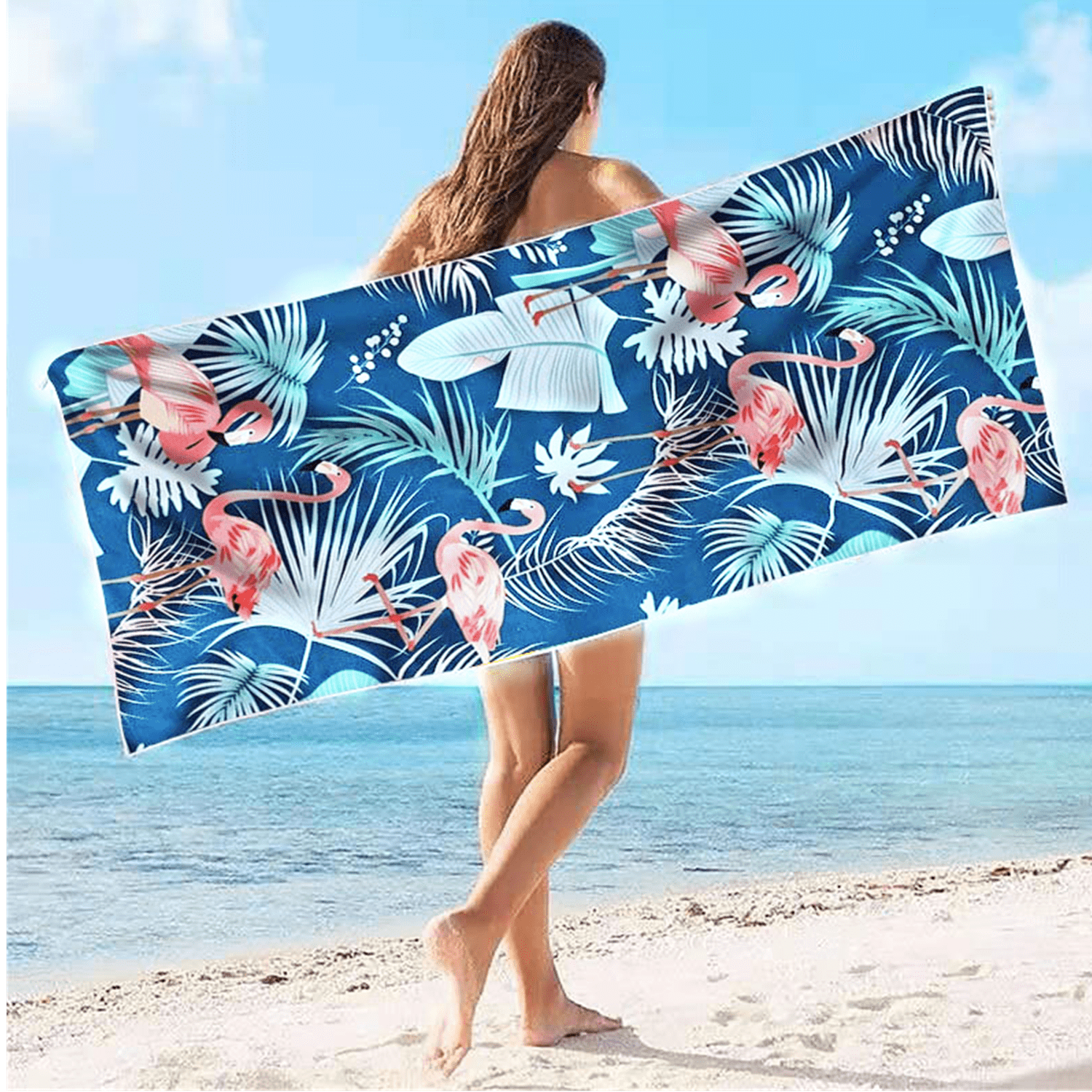 Luxury Oversized Beach Towel - 59 x 29 Inch Extra Large Velour Pool Towel,  Soft Absorbent Fluffy Jacquard Beach Towel, Plush Cotton Bath Towels for  Kids/Children/Adults 