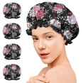 thumbnail image 7 of Shower Caps,Pioneer Flower Floral Print Pattern Waterproof Shower Cap for Women 4 Pieces,Double Reusable Hair Cover for Shower PEVA Elastic Stretch Hem, 7 of 7