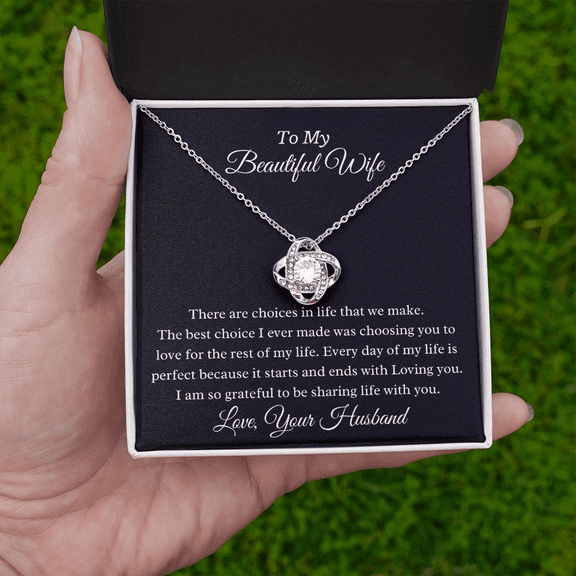 To My Beautiful Wife Loving You Personalized Pendant Necklace Gift
