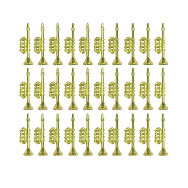 60 Adornos Navideños Creativos con Forma de Cuernos y Baño de Metal, Colgantes Dorados para Árbol de Navidad
