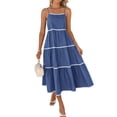 thumbnail image 1 of SUNSIOM Robe Longue d'Été à Bretelles Spaghetti pour Femmes Robe de Soirée Dos Nu à Rayures Ondulées pour Vacances Mode Urbaine, 1 of 8