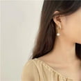 thumbnail image 5 of GHSOHS Elegant Diamond Pearl Tassel Dangle Earrings for Women Trendy Sparking Gold Zircon Pearl Drop Earrings Jewelry Gift, 5 of 9