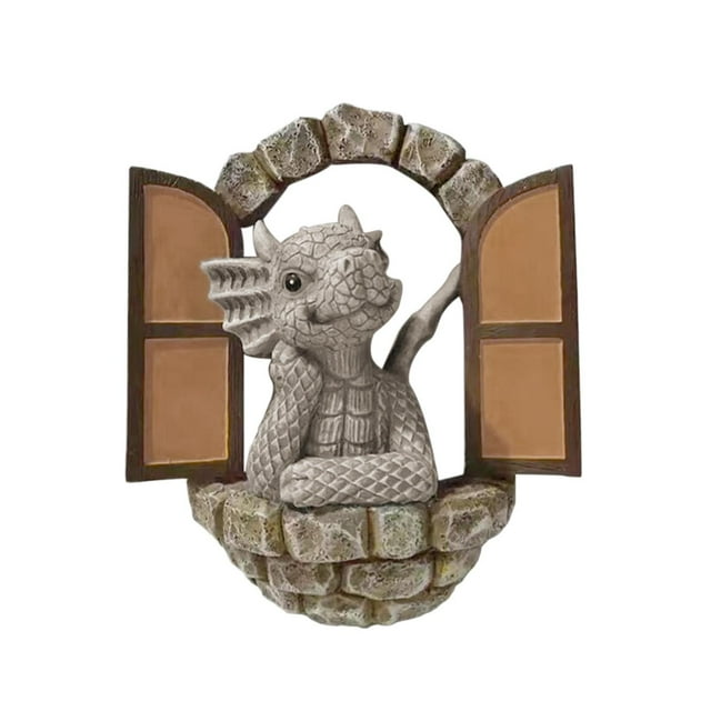 Jolie Sculpture de Dragon de Cour Extérieure Statue de Dragon de Fenêtre Statue de Dragon de Jardin Statue de Dragon en Résine Statue de Dragon de Jardin Extérieure Décoration de Dragon Extérieure Décoration de Dragon de Jardin Extérieure Statue