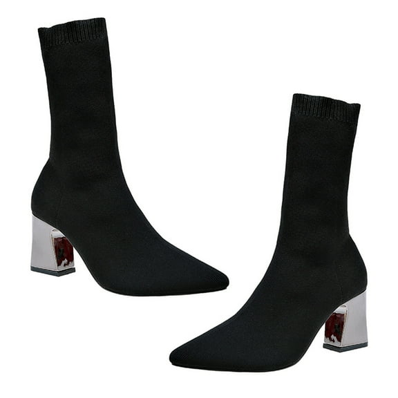 Autumn Winter Knitted Sock Boots High Heel Shoes Women Shoes Winter Shoes Ankle Boots