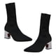 thumbnail image 1 of 1 par de botas de calcetín con punta puntiaguda Zapatos de tacón alto grueso para mujer para otoño invierno, 1 of 6