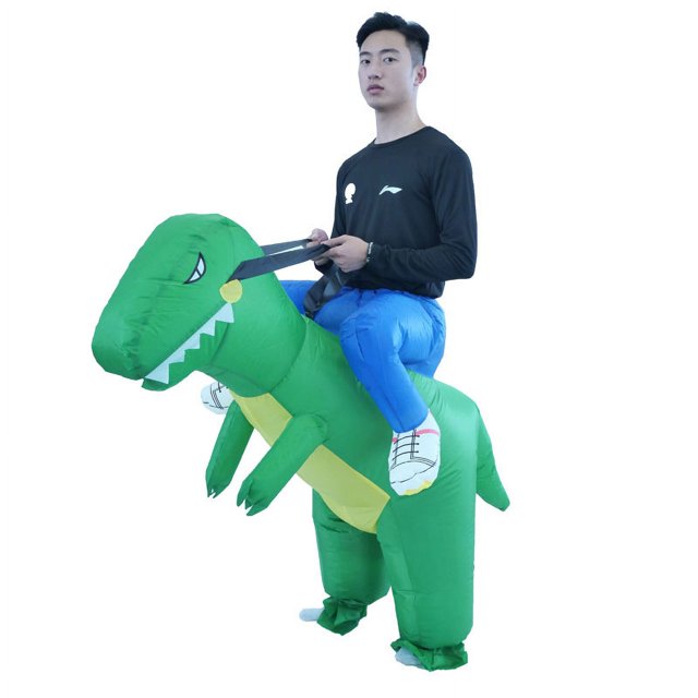 Disfraz inflable de dinosaurio para montar en Halloween, accesorios de actuación, juguete para padres e hijos, disfraz de muñeco inflable de dinosaurio, ropa inflable