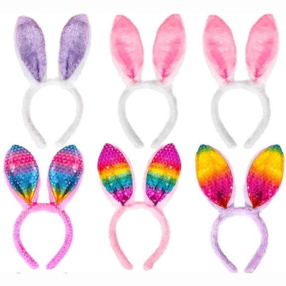 Easter Bunny Ears Headbands Colorful Rabbit Ear Hairband for Easter Party Decoration